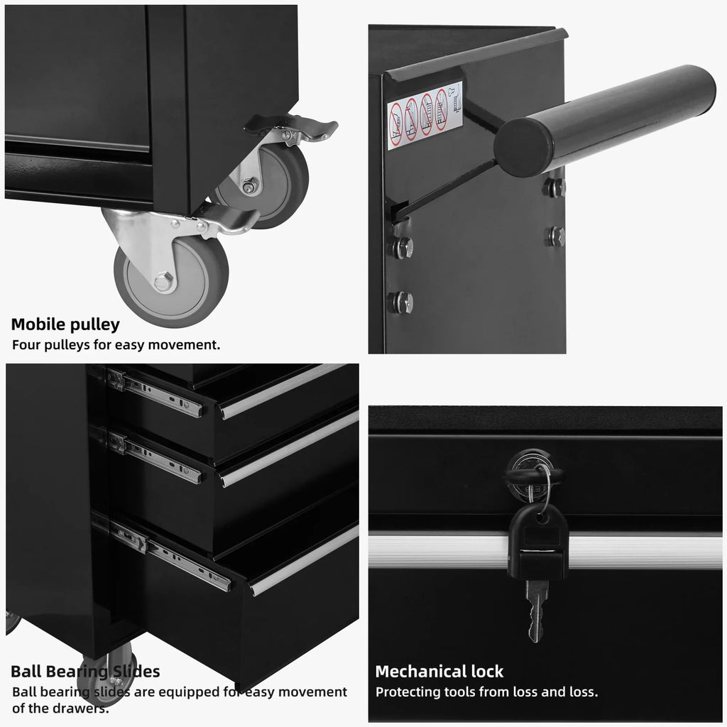 Tool Cabinet Tool Cart 24.2inch with 7 Drawers and Wheels, Metal Rolling Tool Box Locked Drawers Storage Organizer Cabinet for Garage, Warehouse, Repair Shop, Workshop, Brand
