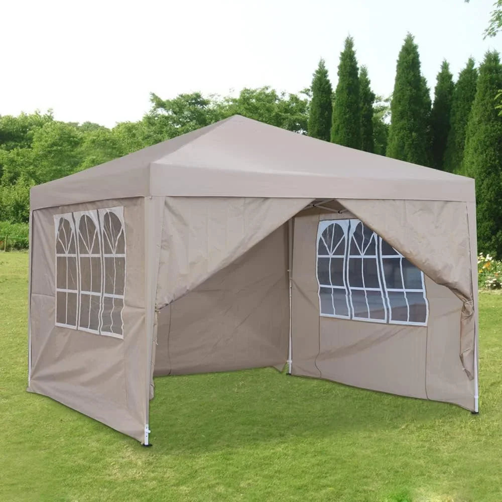 REKHH Pop Up Outdoor Gazebo Marquee 8.2''x8.2'' Garden Awning Tent Folding Canopy with 4 Sidewall and Carrying Bag for Festival Wedding Party 2.5MX2.5M (2.5x2.5m,Red)