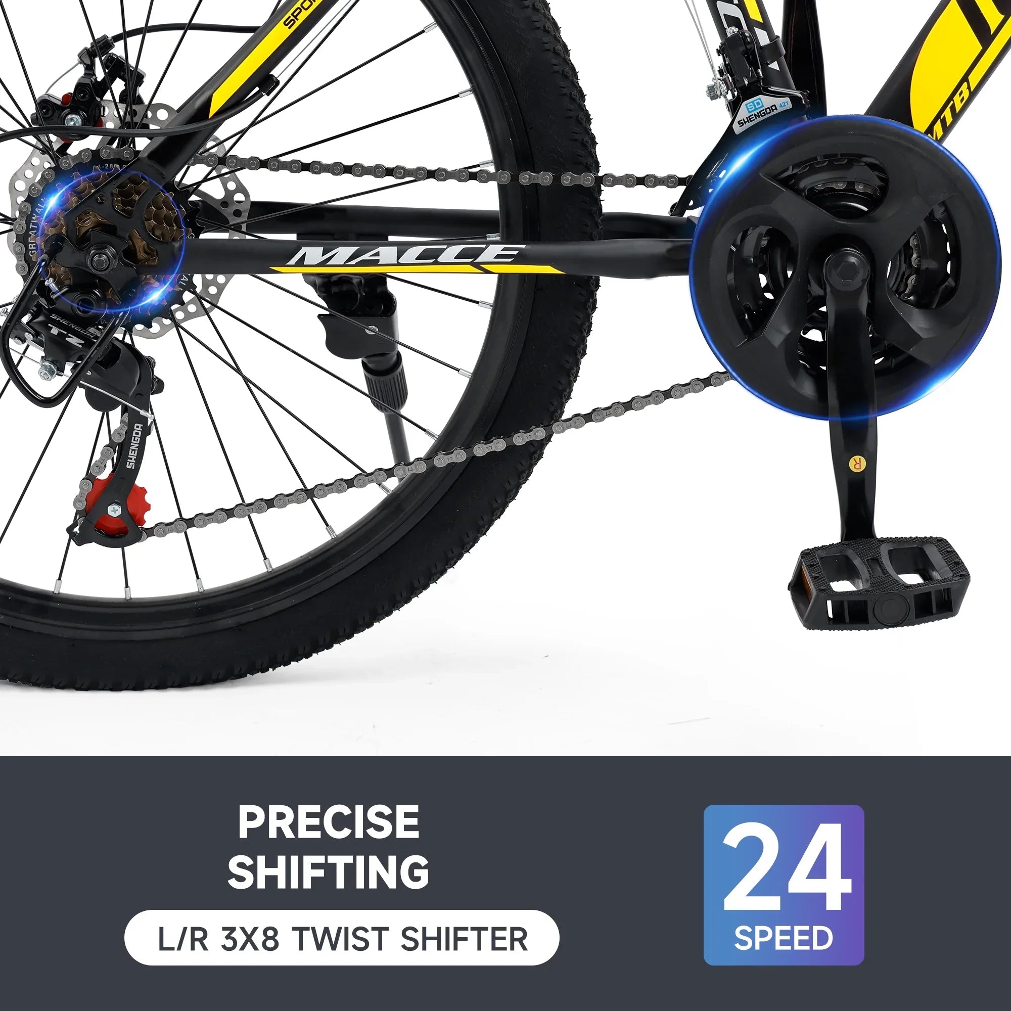 ARTUDATECH 24 26 27.5 Inch Mountain Bike, 24 Speeds with V/Disc Brakes High-Carbon Steel Frame Mens Womens Mountain Bike, Front Suspension MTB Bicycle for Adult & Teenagers