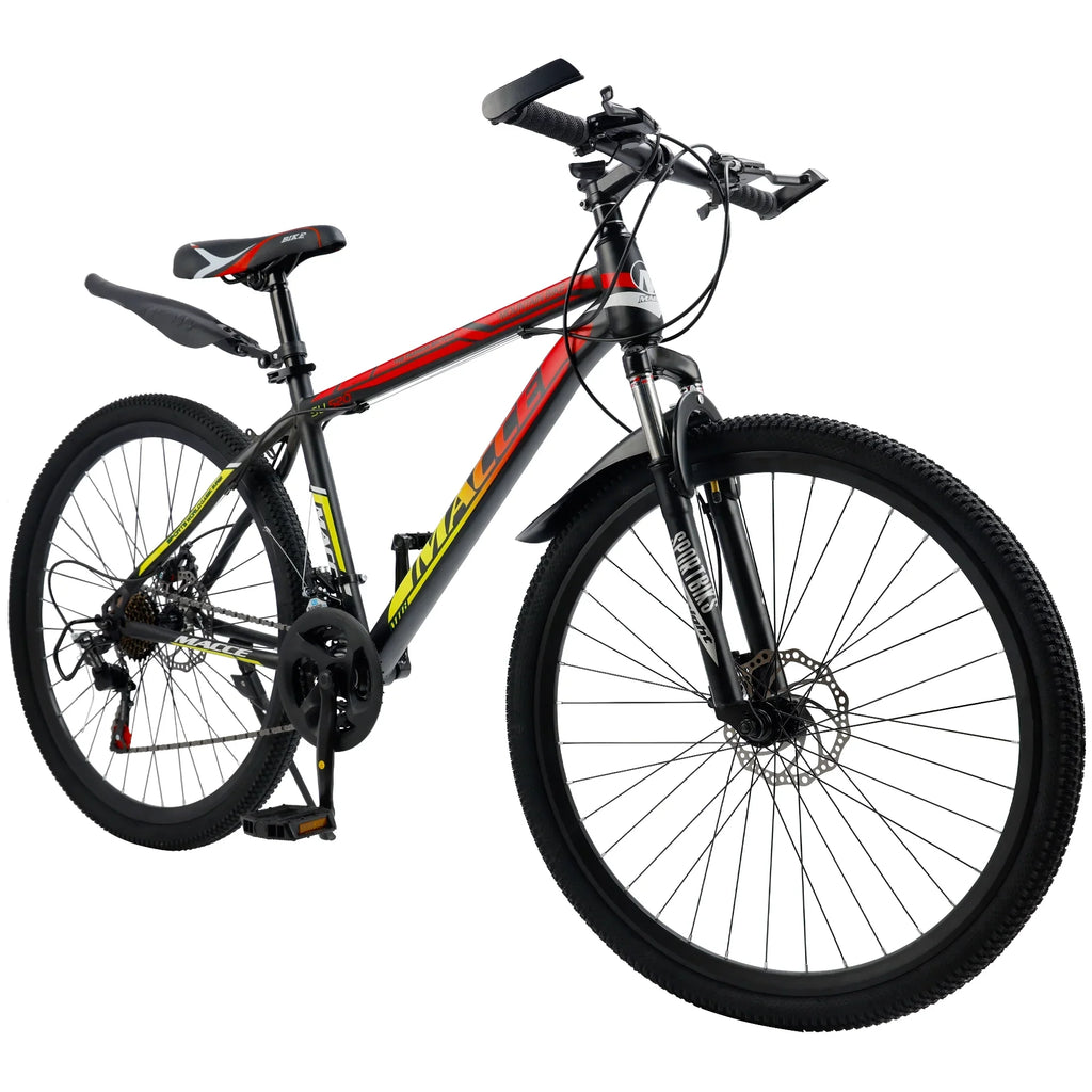ARTUDATECH 24 26 27.5 Inch Mountain Bike, 24 Speeds with V/Disc Brakes High-Carbon Steel Frame Mens Womens Mountain Bike, Front Suspension MTB Bicycle for Adult & Teenagers