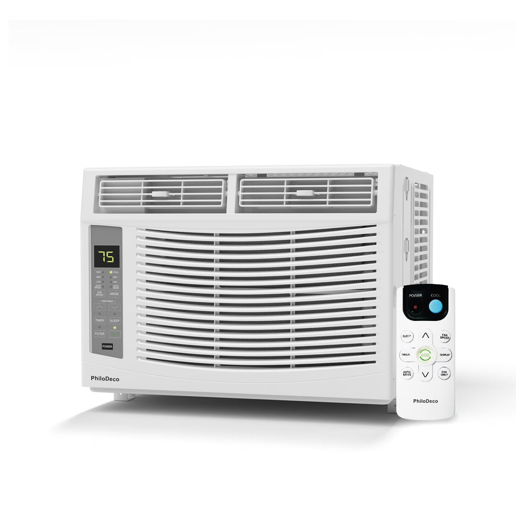 Window Air Conditioner 6000 BTU  Cool to 250 sq ft Intelligent, LED,Remote Control, Easy to Clean Filter Screen, Can Be Used as a Dehumidifier/Fan, Operates Quietly, and is Energy-Saving