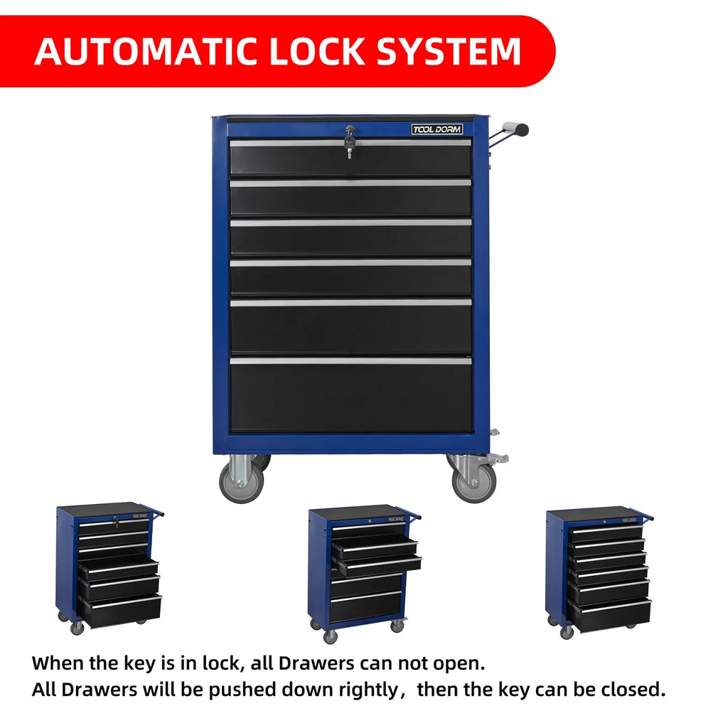 Tool Cabinet Tool Cart 24.2inch with 7 Drawers and Wheels, Metal Rolling Tool Box Locked Drawers Storage Organizer Cabinet for Garage, Warehouse, Repair Shop, Workshop, Brand