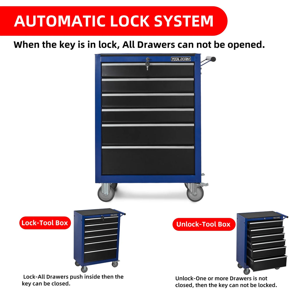 Tool Cabinet Tool Cart 24.2inch with 7 Drawers and Wheels, Metal Rolling Tool Box Locked Drawers Storage Organizer Cabinet for Garage, Warehouse, Repair Shop, Workshop, Brand