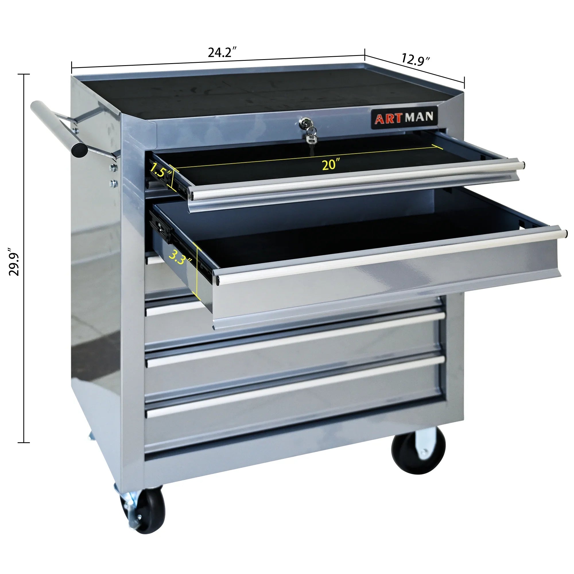 ARTMAN 7 Drawer Tool Rolling Storage Cart ,Tool Boxes Tool Chest with Wheels and Drawers for Garage Workshop Warehouse