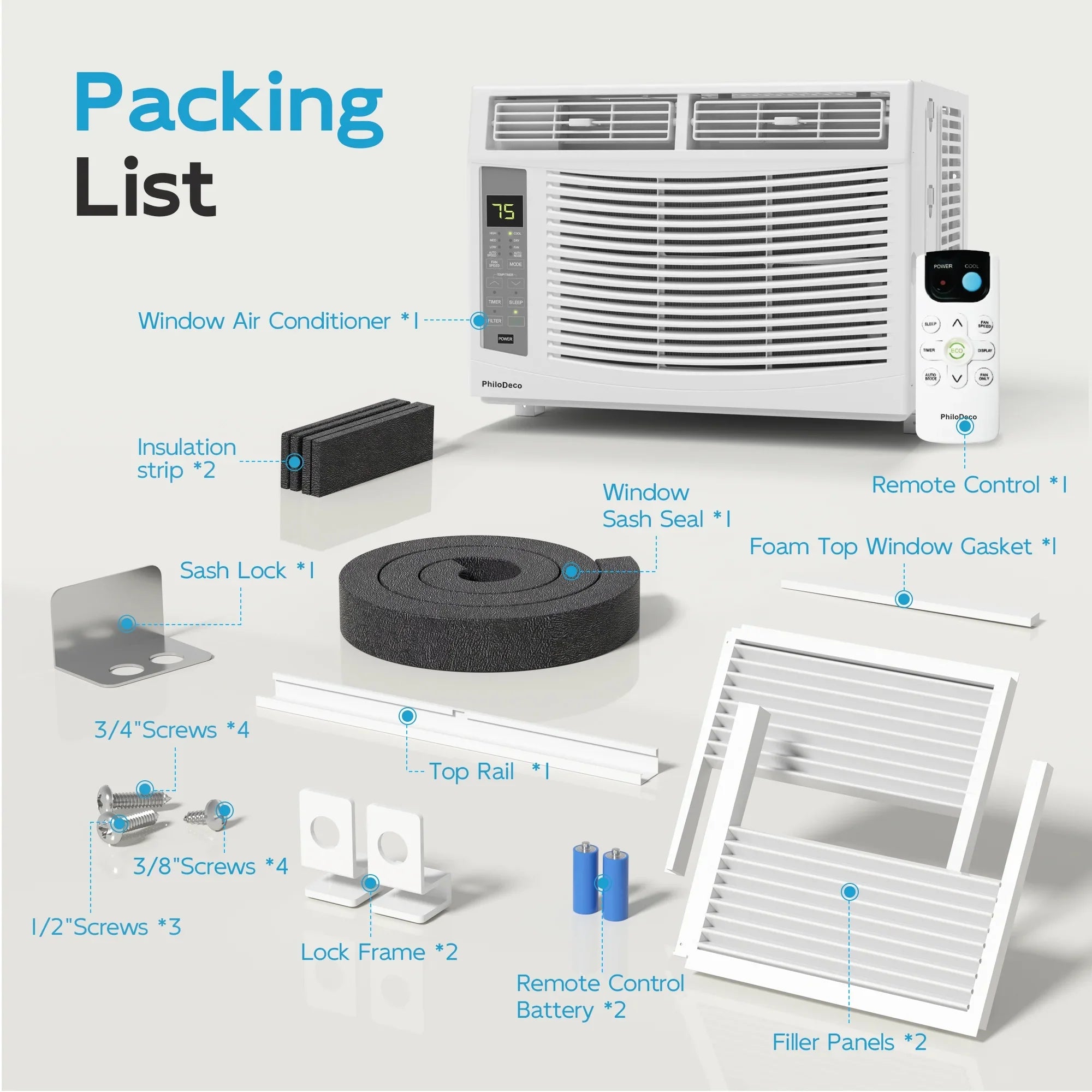 Window Air Conditioner 6000 BTU  Cool to 250 sq ft Intelligent, LED,Remote Control, Easy to Clean Filter Screen, Can Be Used as a Dehumidifier/Fan, Operates Quietly, and is Energy-Saving