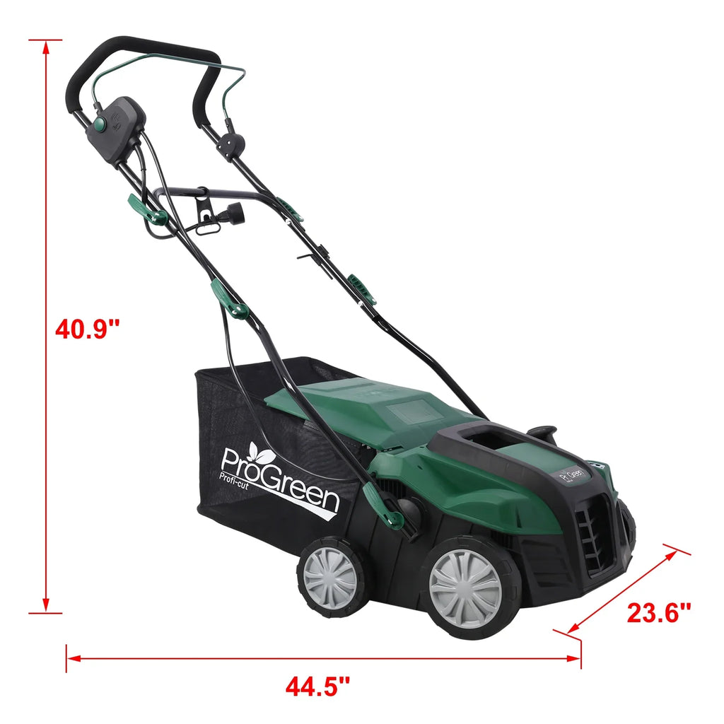 Dethatcher and Scarifier, Seizeen 16-Inch Lawn Dethatcher Scarifier 2-IN-1 Gardening Equipment, Powerful 15 Amp Electric Dethatcher & Scarifier, Height Adjustable, 58QT Removable Thatch Bag