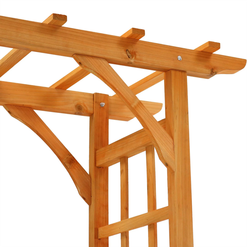 Sunnydaze 78.5 Brown Wooden Garden Arbor Walkway Wedding Arch, Weather-Resistant Finish