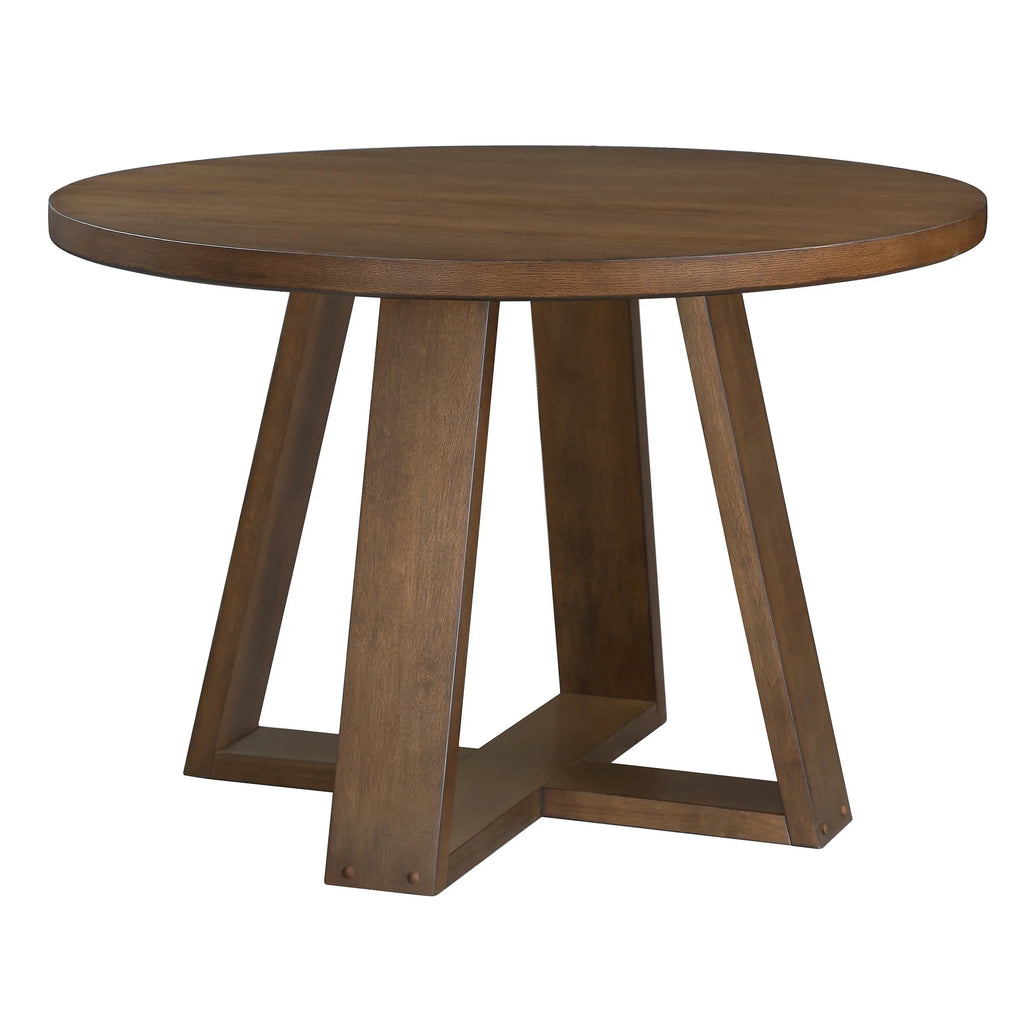 Better Homes & Gardens Ezra Round Wood Dining Table, 45 in, Walnut