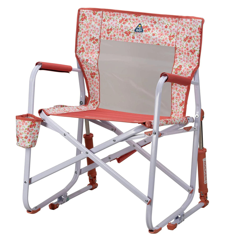 GCI Outdoor Freestyle Rocker Foldable Rocking Camp Chair, Purple Floral
