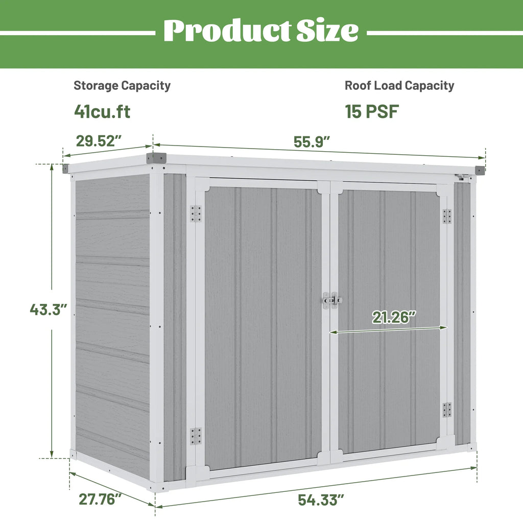 Enyopro 306Gal Outdoor Storage Shed, Horizontal Resin Shed, Resistant Tool Plastic Shed for Storage of Bike/Garbage Cans/Garden Tools/Lawn Mowers