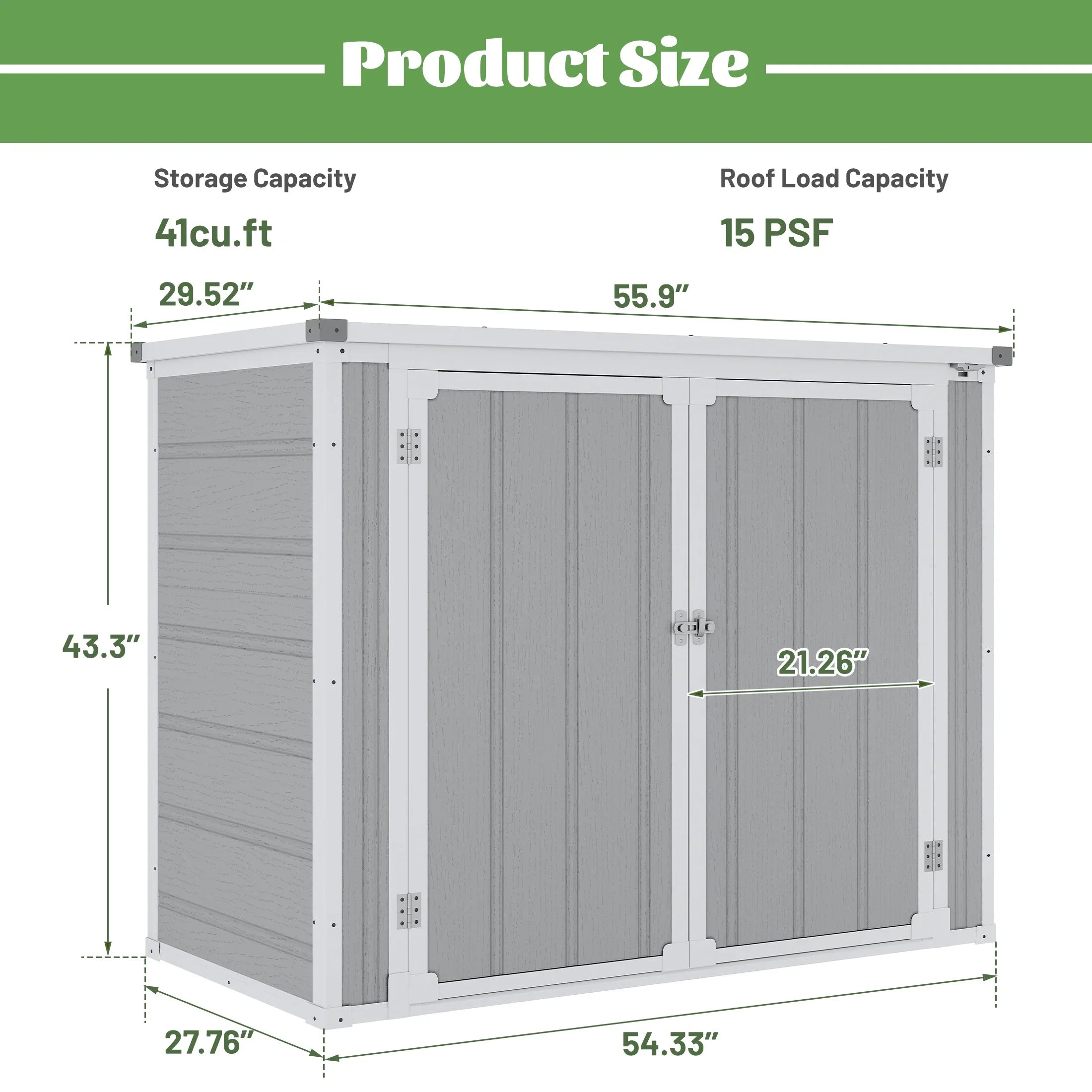 Enyopro 306Gal Outdoor Storage Shed, Horizontal Resin Shed, Resistant Tool Plastic Shed for Storage of Bike/Garbage Cans/Garden Tools/Lawn Mowers