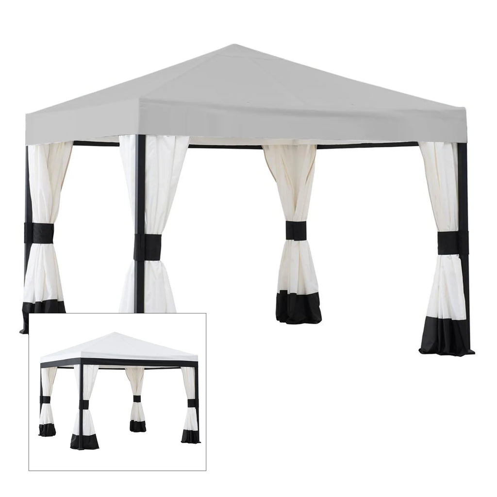 Garden Winds Replacement Canopy Top Cover for Black and White Gazebo - Riplock 350 - Slate Gray Color