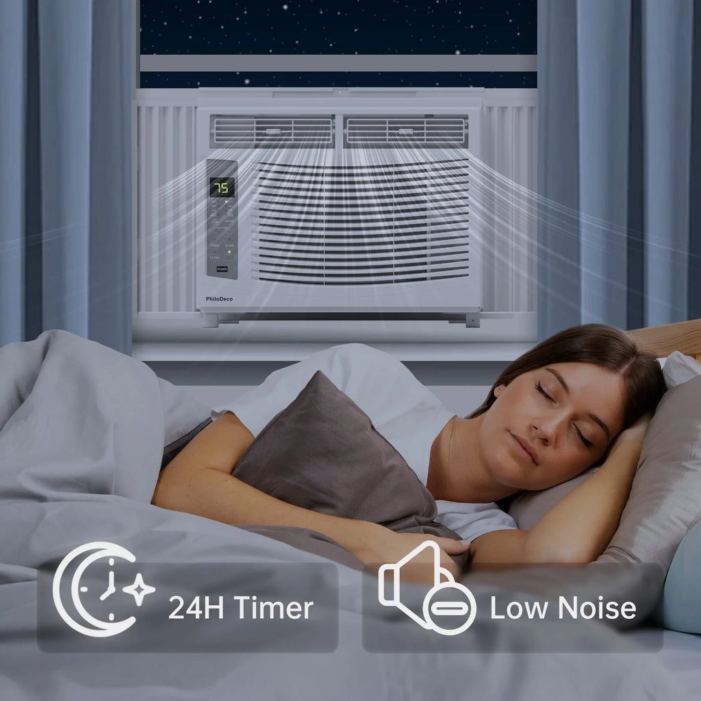 Window Air Conditioner 6000 BTU  Cool to 250 sq ft Intelligent, LED,Remote Control, Easy to Clean Filter Screen, Can Be Used as a Dehumidifier/Fan, Operates Quietly, and is Energy-Saving