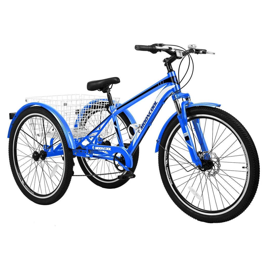 MOPHOTO 7 Speed 27.5 Adult Mountain Tricycle, Exercise Men's Women's Bicycle, 3 Wheel Cruiser Bike