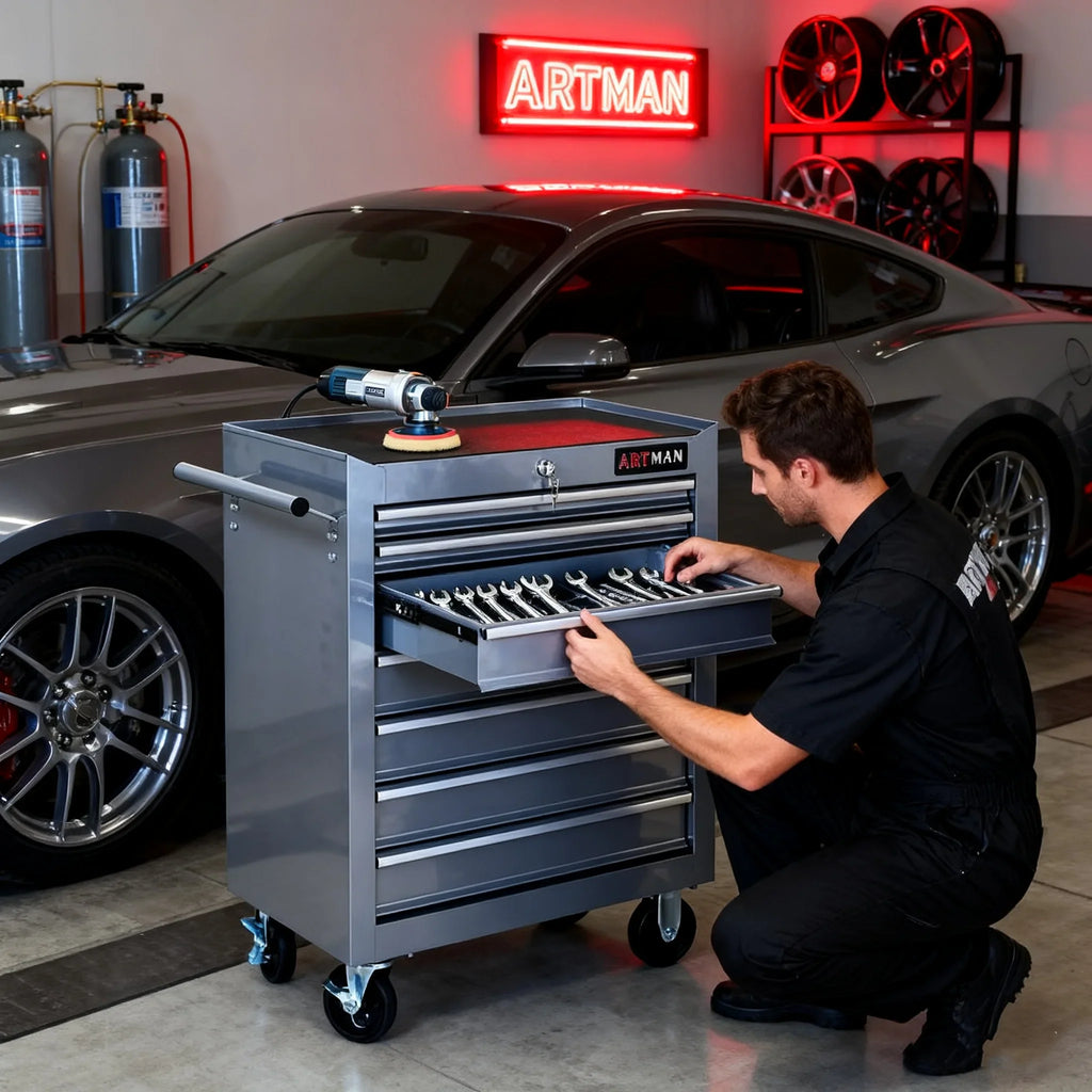ARTMAN 7 Drawer Tool Rolling Storage Cart ,Tool Boxes Tool Chest with Wheels and Drawers for Garage Workshop Warehouse