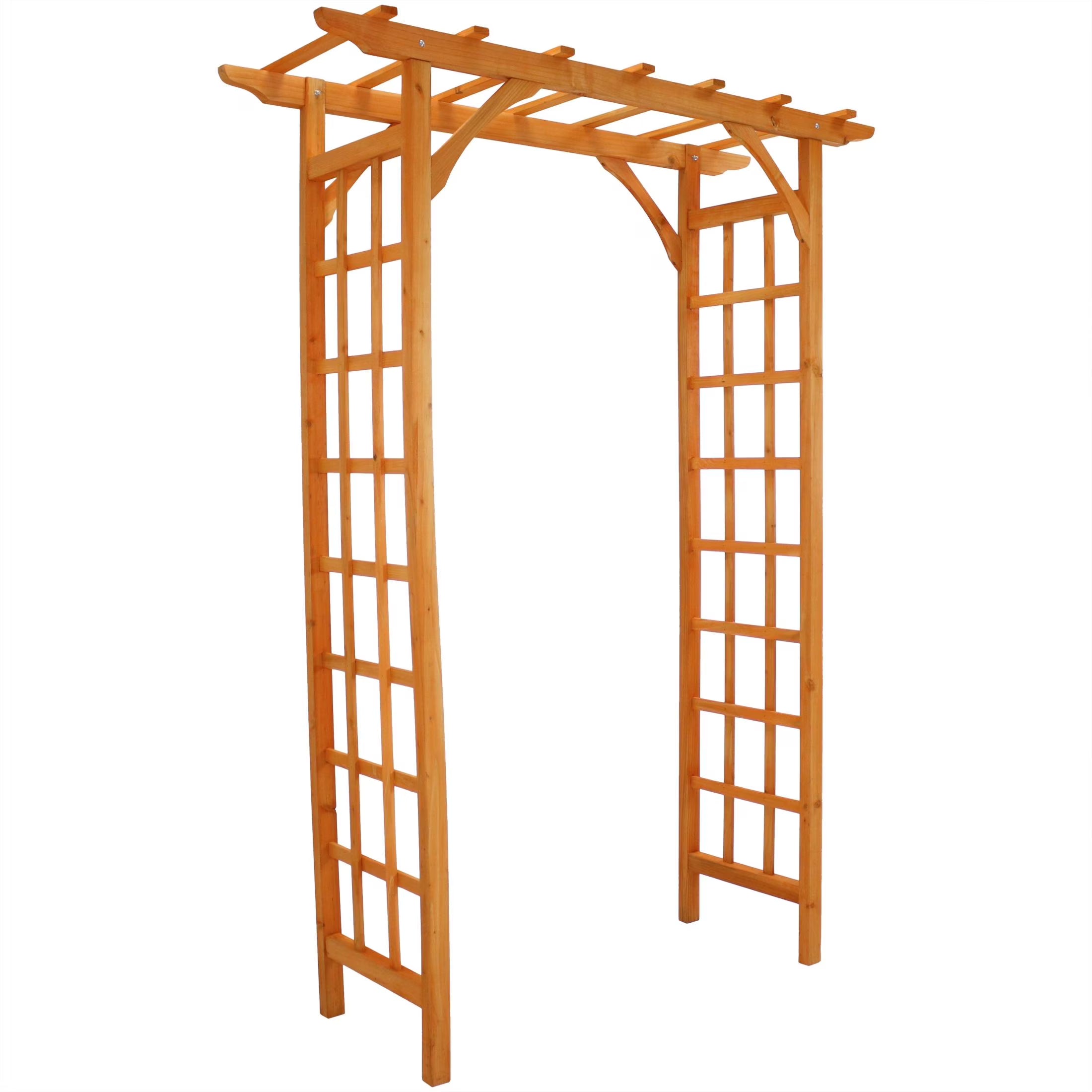 Sunnydaze 78.5 Brown Wooden Garden Arbor Walkway Wedding Arch, Weather-Resistant Finish