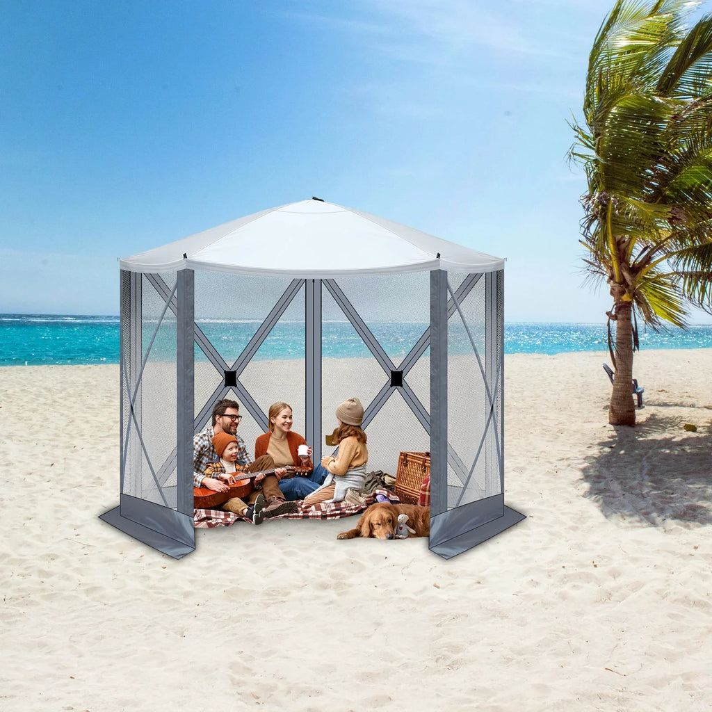 10x10 FT Pop Up Canopy with UPF 50+ Sun Protection, Portable Outdoor Sun Shelter with Vent Windows & Waterproof Roof for Lawn, Garden, Picnic, Sports Events; Easy Set Up in 60 Seconds