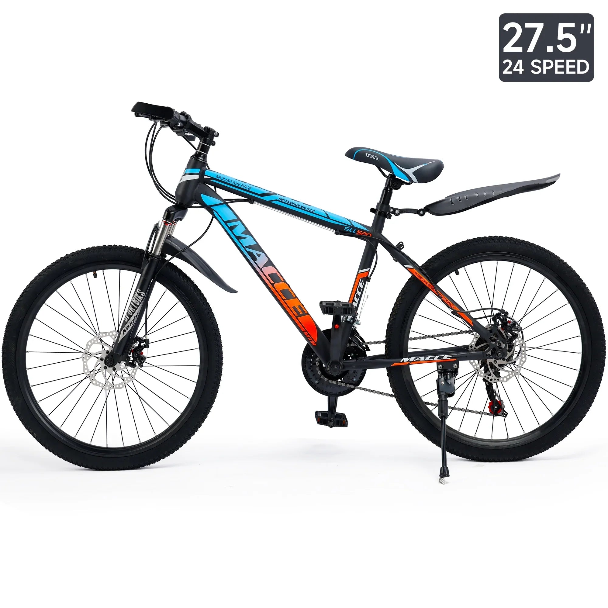 ARTUDATECH 24 26 27.5 Inch Mountain Bike, 24 Speeds with V/Disc Brakes High-Carbon Steel Frame Mens Womens Mountain Bike, Front Suspension MTB Bicycle for Adult & Teenagers