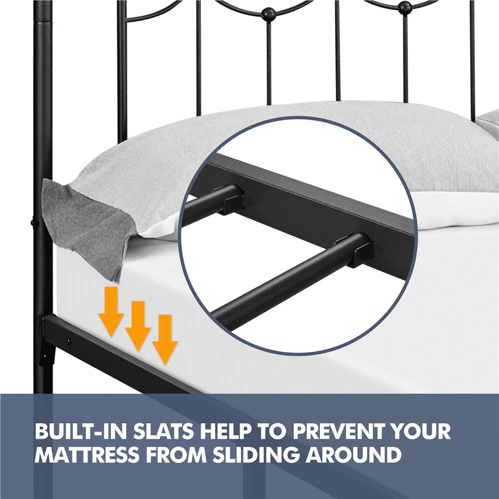 Topeakmart Metal Platform Bed Frame with Headboard and Footboard, Queen Size, Matte Black
