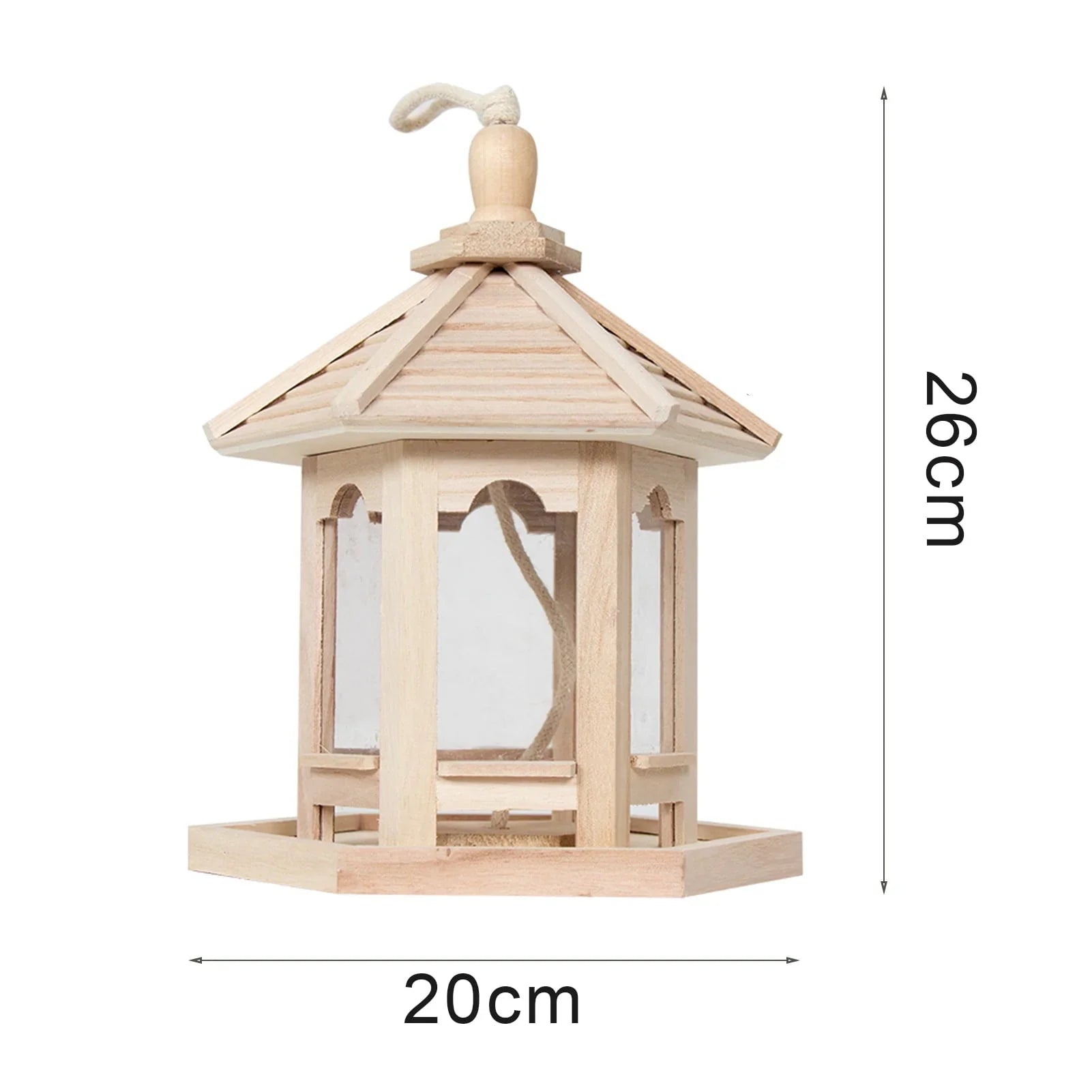 Archer Bird Feeder High Capacity Hexagon Shaped Roof Wood Creative Bird Nest for Garden