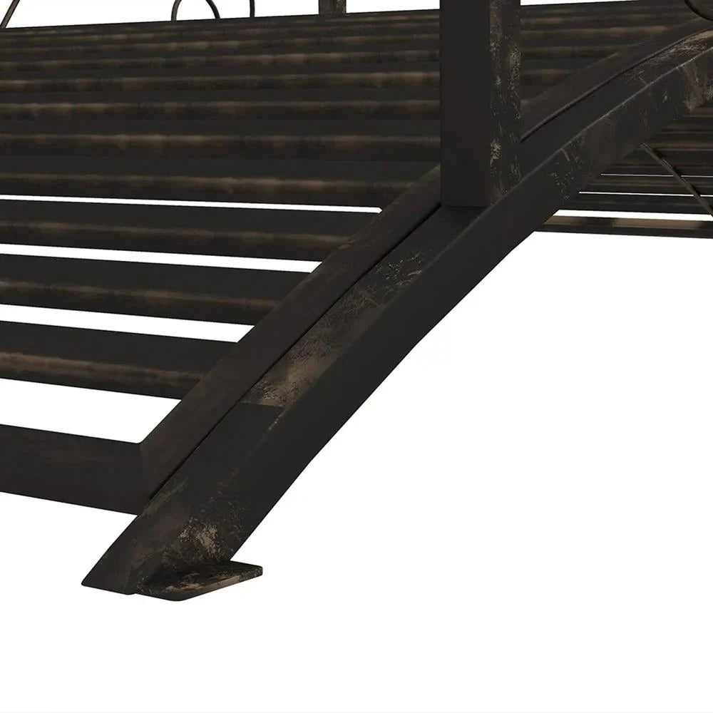 Aimee Lii 4�� Metal Arch Backyard Garden Bridge with Safety Siderails, Delicate Scrollwork, Easy Assembly, Outdoor Garden Bridge, Black Bronze