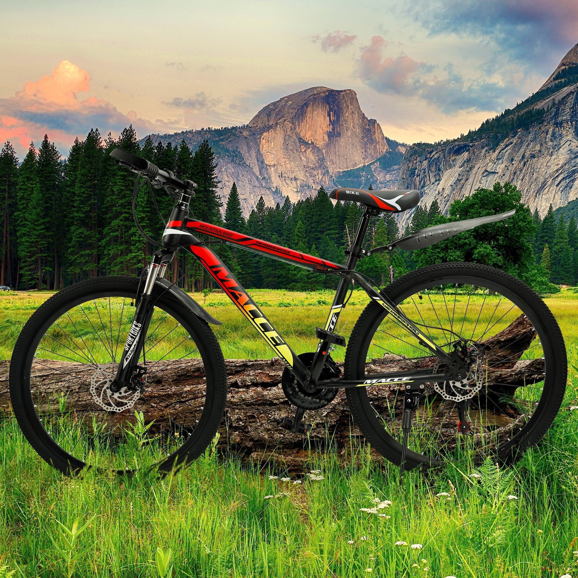 ARTUDATECH 24 26 27.5 Inch Mountain Bike, 24 Speeds with V/Disc Brakes High-Carbon Steel Frame Mens Womens Mountain Bike, Front Suspension MTB Bicycle for Adult & Teenagers