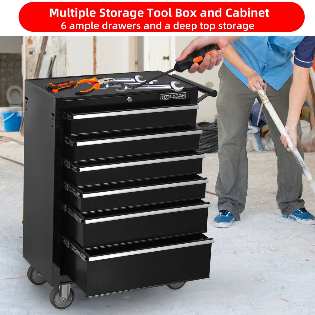 Tool Cabinet Tool Cart 24.2inch with 7 Drawers and Wheels, Metal Rolling Tool Box Locked Drawers Storage Organizer Cabinet for Garage, Warehouse, Repair Shop, Workshop, Brand