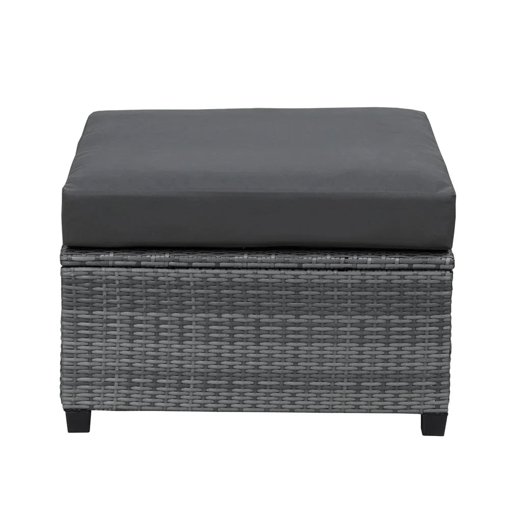 8 Piece Patio Outdoor Furniture Set, PE Rattan Sectional Sofa Set with 2 Tea Tables, Ottoman & Washable Cushions, All-Weather Wicker Conversation Couch Set for Patio, Deck, Garden, Backyard, K2460