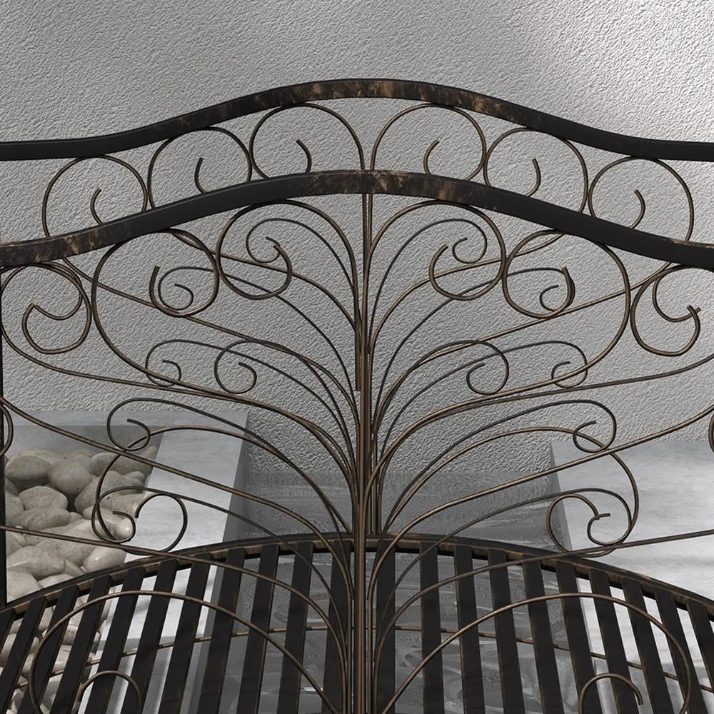Aimee Lii 4�� Metal Arch Backyard Garden Bridge with Safety Siderails, Delicate Scrollwork, Easy Assembly, Outdoor Garden Bridge, Black Bronze