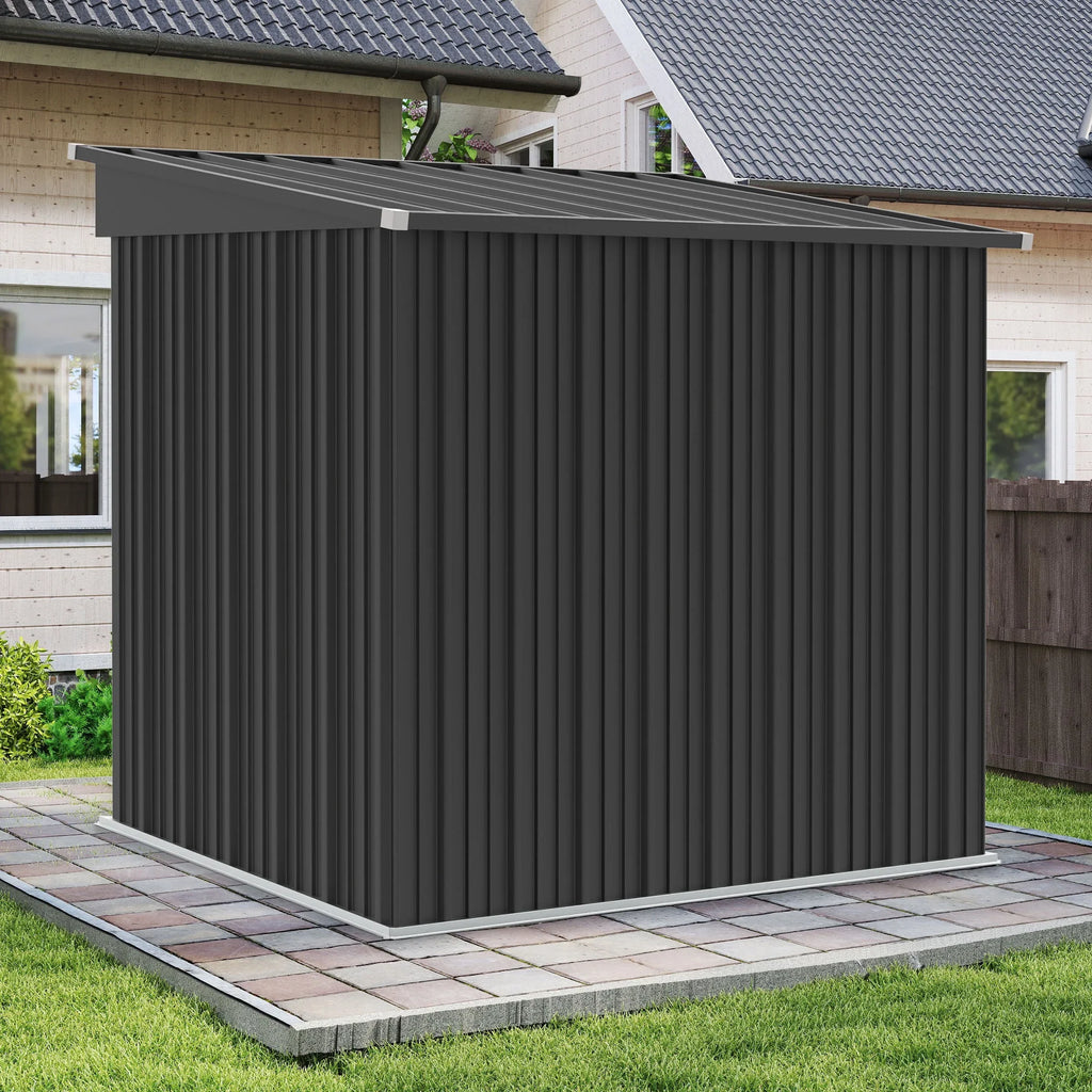 Sesslife 6x4 ft Outdoor Metal Steel Storage Shed with Sliding Roof & Lockable Door for Backyard, Garden, Gray