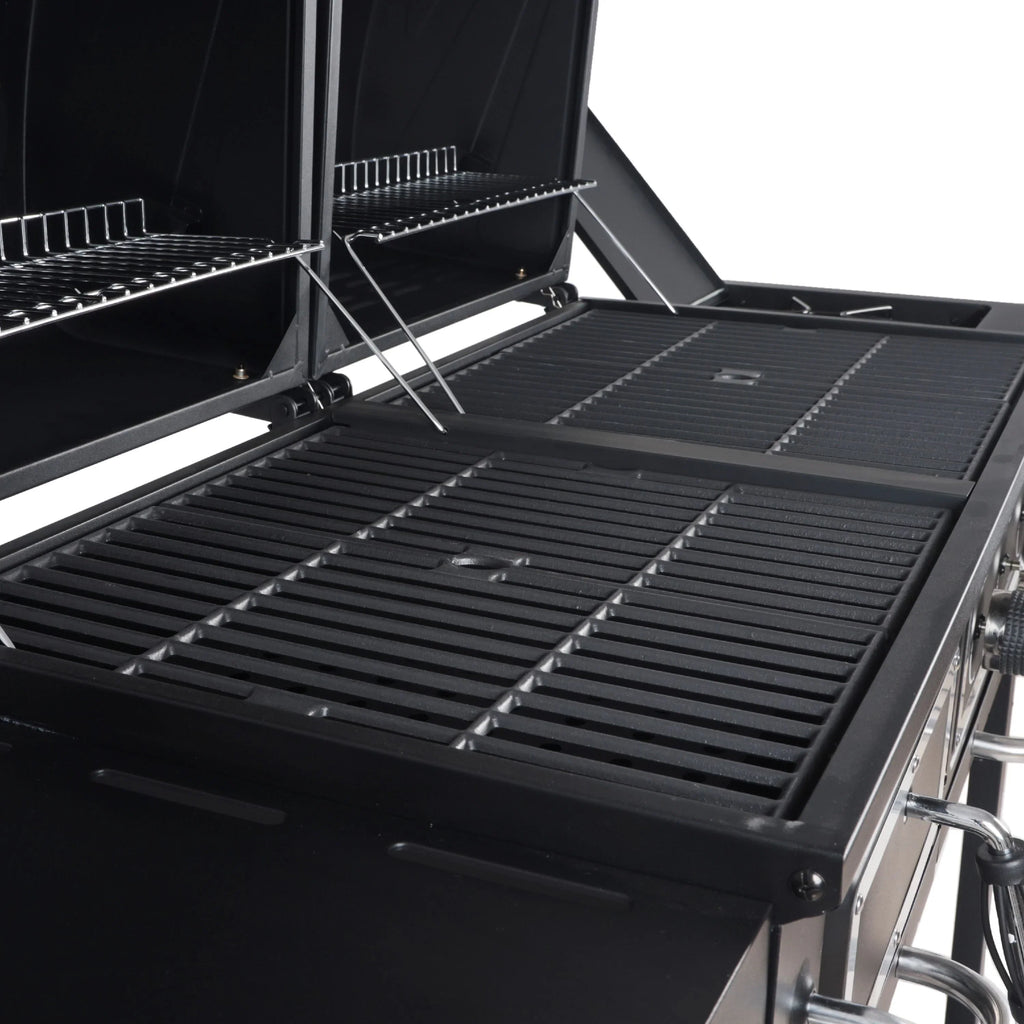 Dual Fuel Gas & Charcoal Combo Grill, Black with Stainless