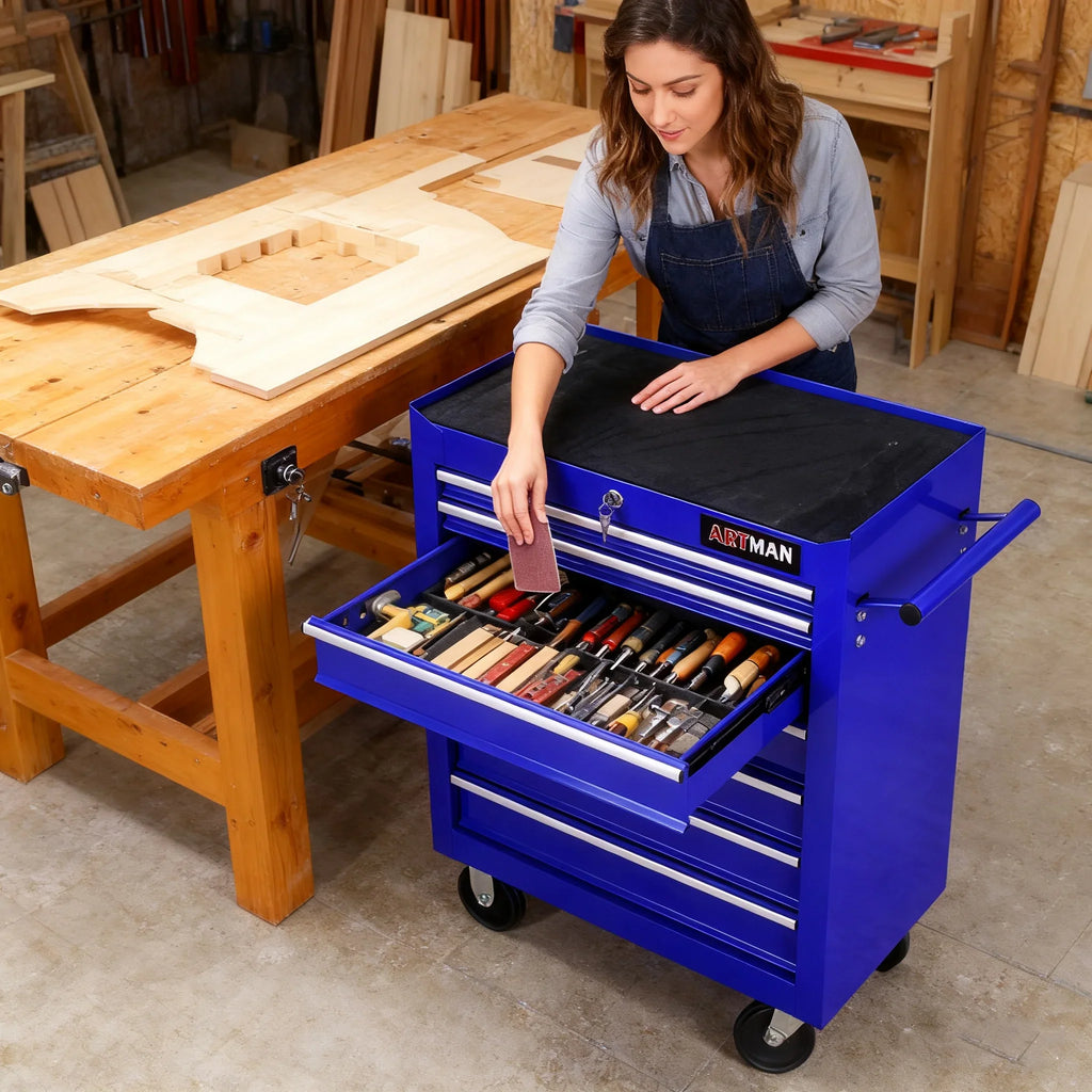 ARTMAN 7 Drawer Tool Rolling Storage Cart ,Tool Boxes Tool Chest with Wheels and Drawers for Garage Workshop Warehouse