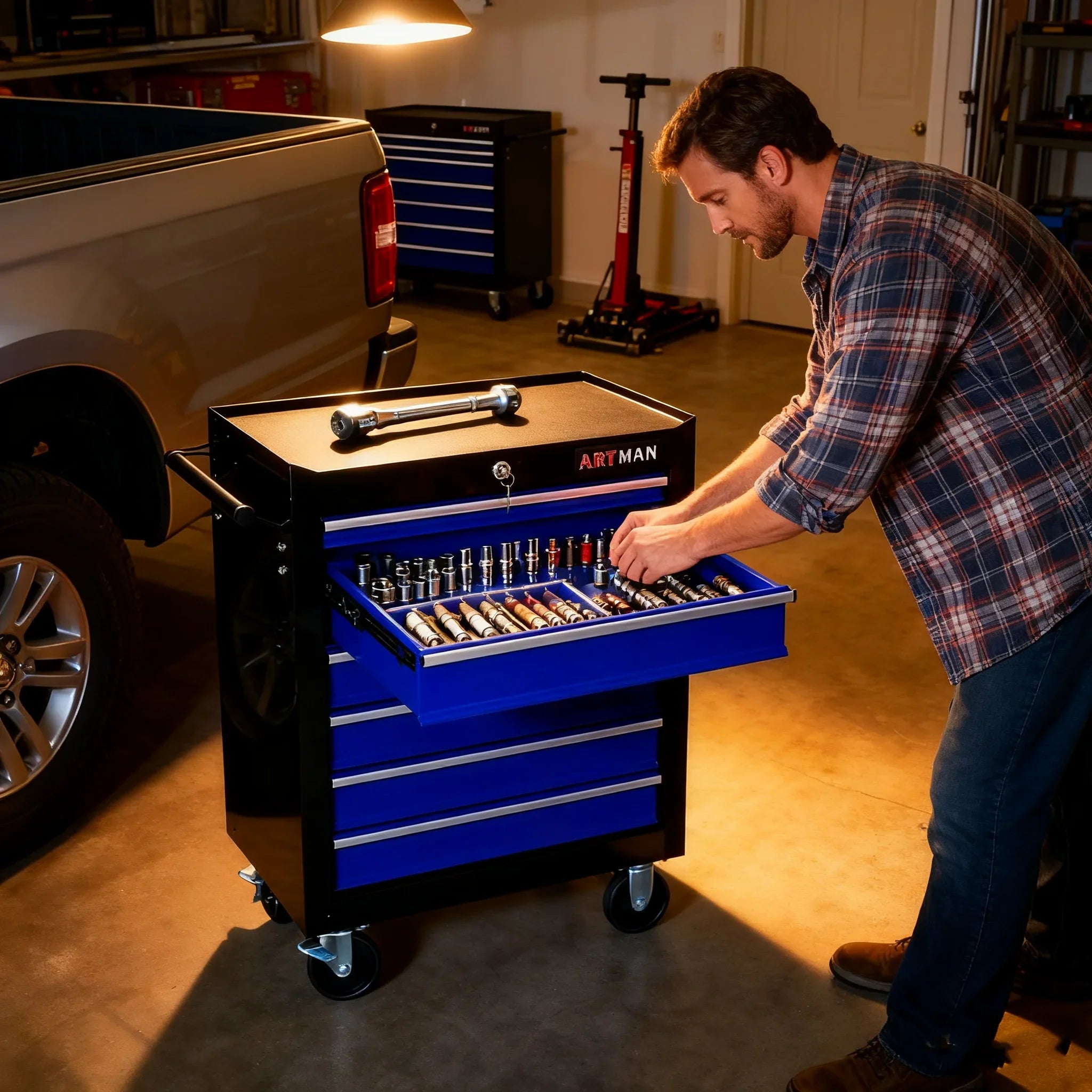 ARTMAN 7 Drawer Tool Rolling Storage Cart ,Tool Boxes Tool Chest with Wheels and Drawers for Garage Workshop Warehouse