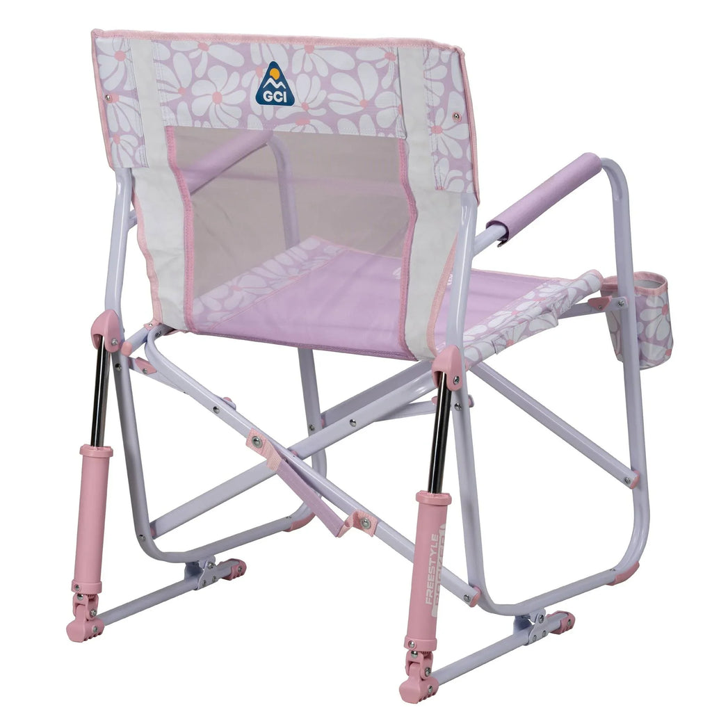GCI Outdoor Freestyle Rocker Foldable Rocking Camp Chair, Purple Floral