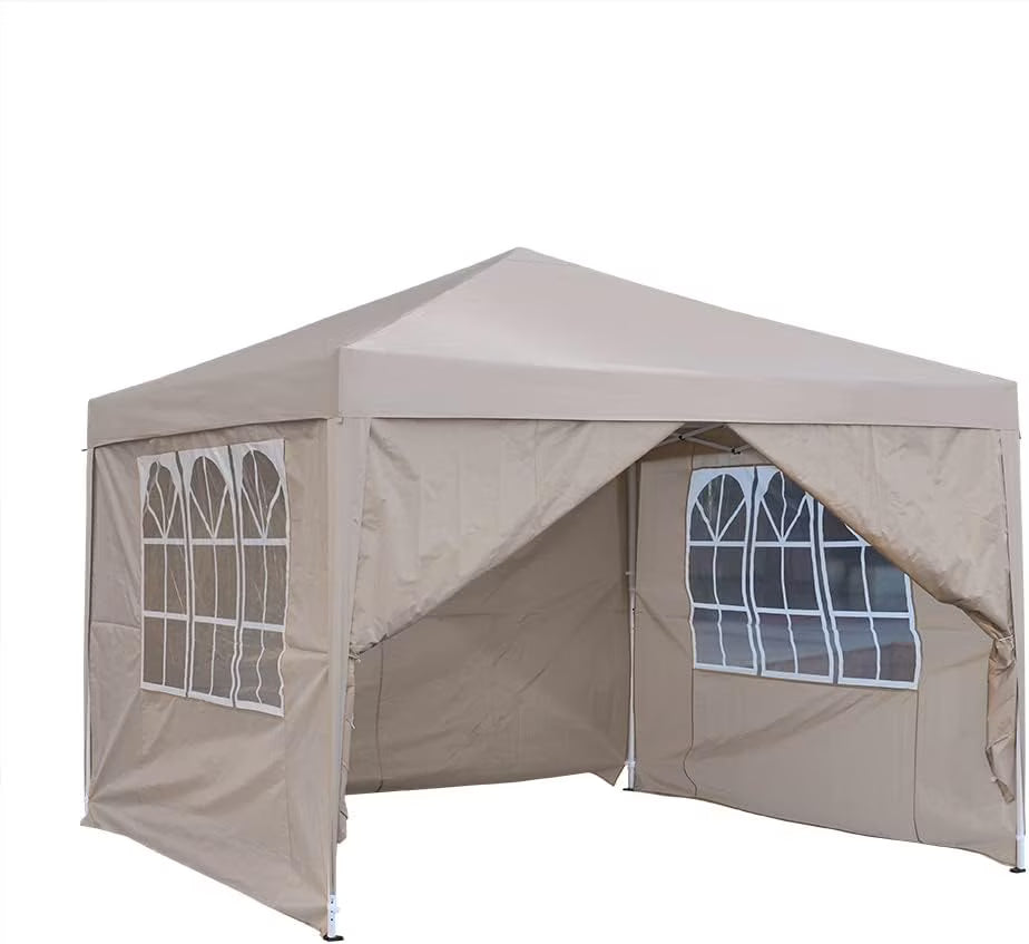 REKHH Pop Up Outdoor Gazebo Marquee 8.2''x8.2'' Garden Awning Tent Folding Canopy with 4 Sidewall and Carrying Bag for Festival Wedding Party 2.5MX2.5M (2.5x2.5m,Red)