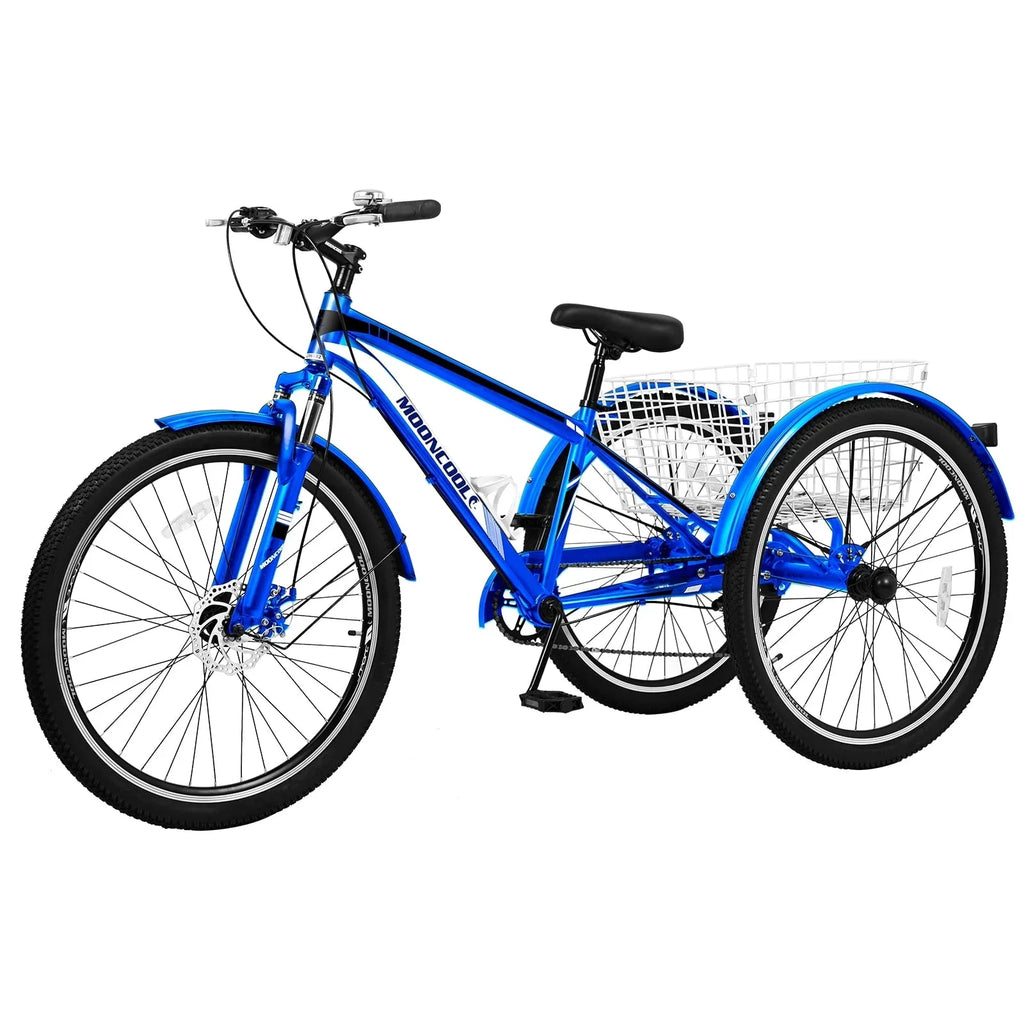 MOPHOTO 7 Speed 27.5 Adult Mountain Tricycle, Exercise Men's Women's Bicycle, 3 Wheel Cruiser Bike