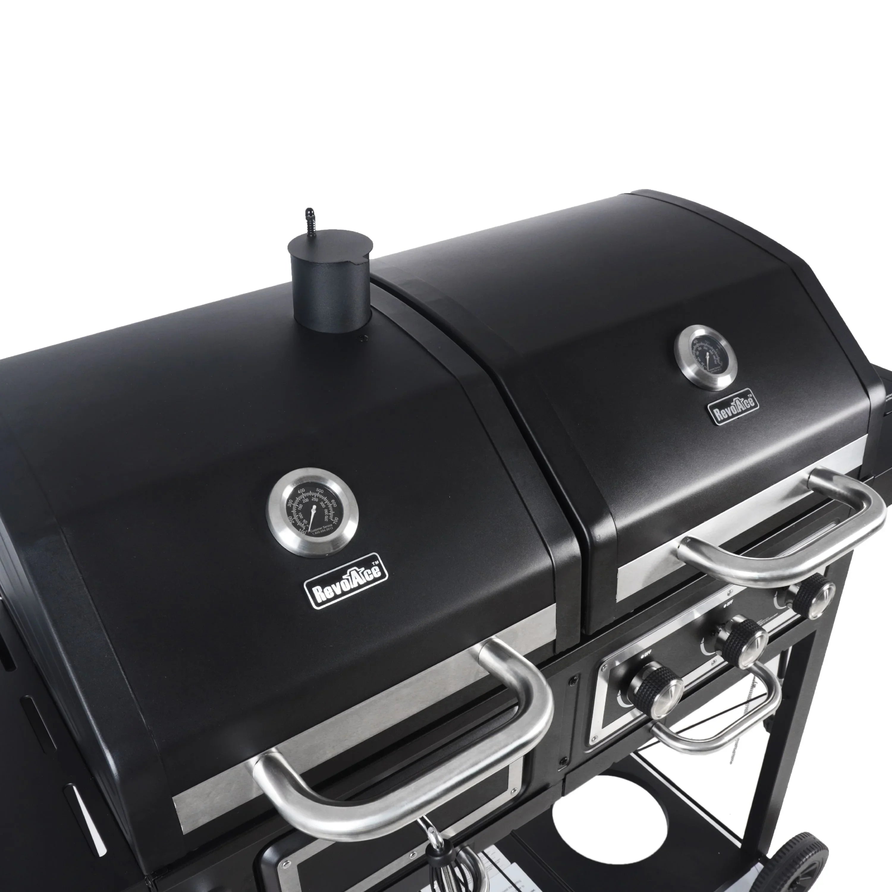 Dual Fuel Gas & Charcoal Combo Grill, Black with Stainless
