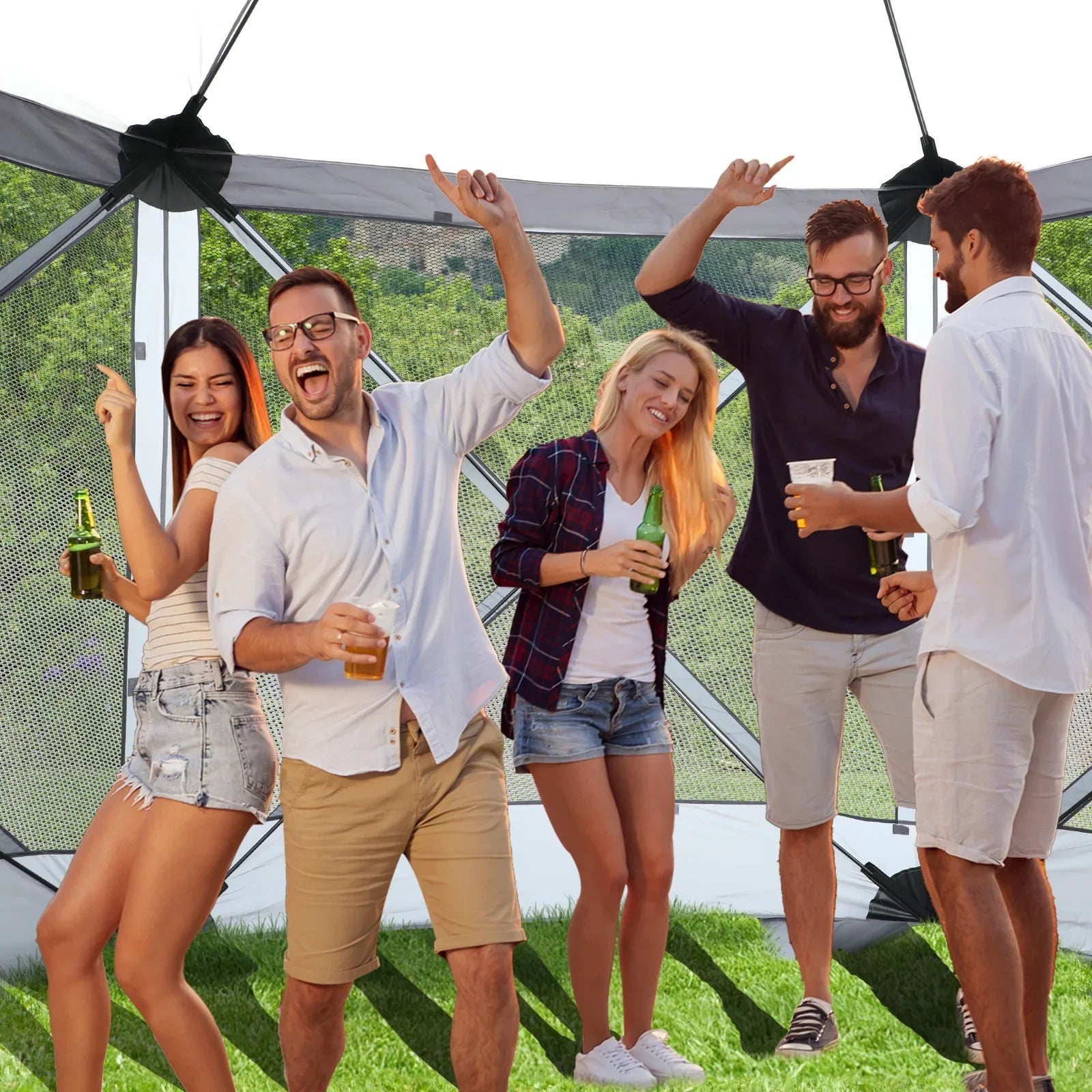 10x10 FT Pop Up Canopy with UPF 50+ Sun Protection, Portable Outdoor Sun Shelter with Vent Windows & Waterproof Roof for Lawn, Garden, Picnic, Sports Events; Easy Set Up in 60 Seconds