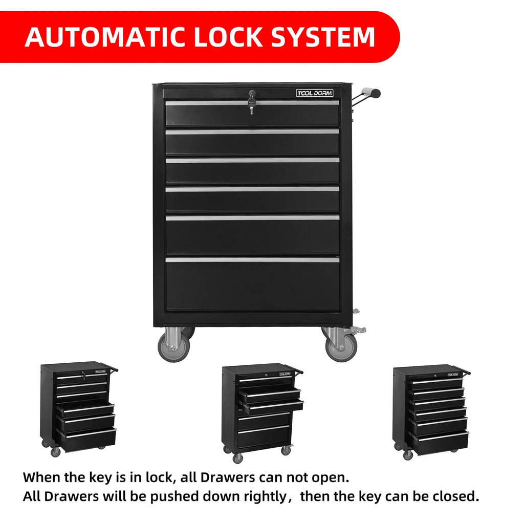 Tool Cabinet Tool Cart 24.2inch with 7 Drawers and Wheels, Metal Rolling Tool Box Locked Drawers Storage Organizer Cabinet for Garage, Warehouse, Repair Shop, Workshop, Brand