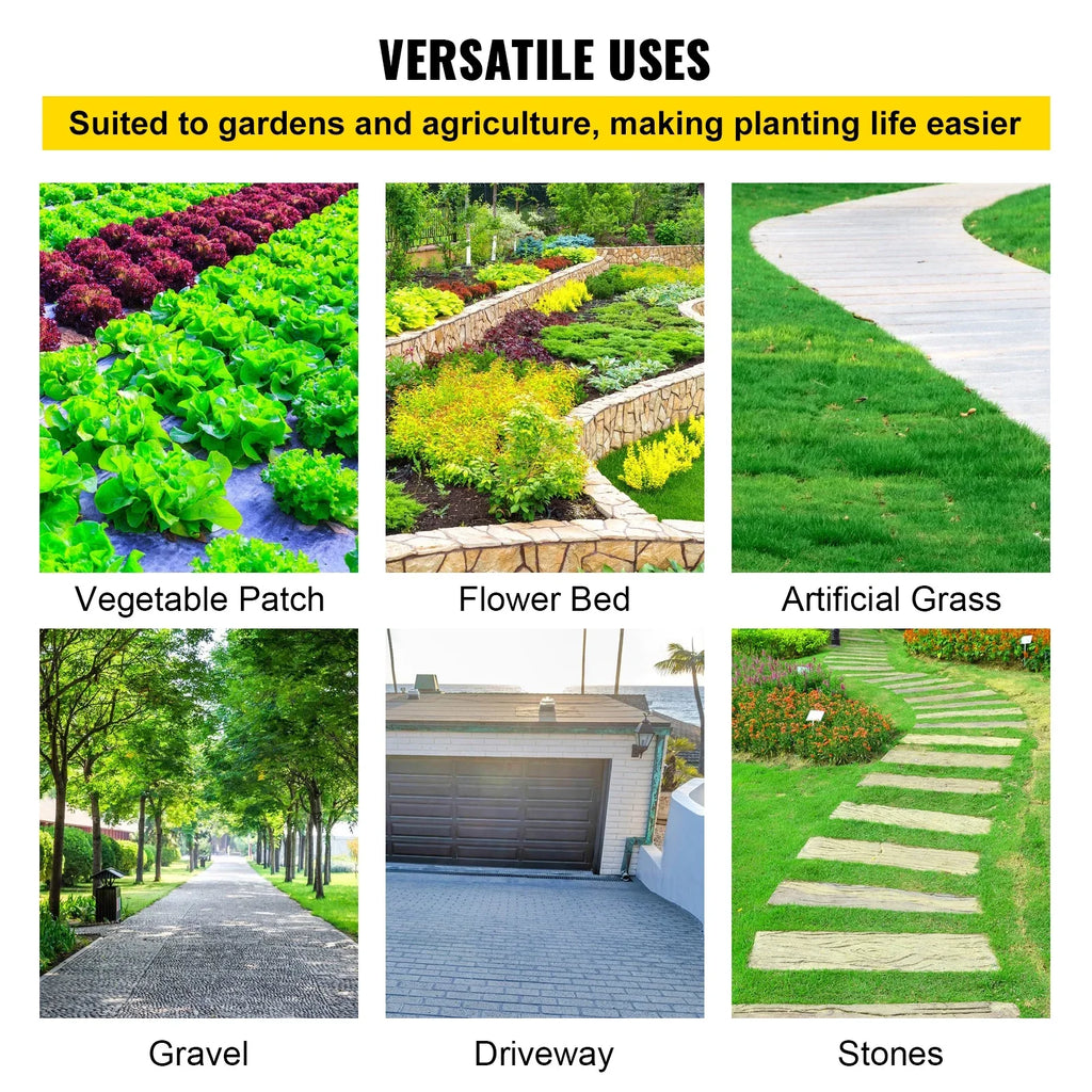 VEVORbrand Weed Barrier Landscape Fabric, 5 x 250 ft Premium Woven Ground Cover 5 oz Heavy Duty PP Material & Easy Setup, Dual-Layer for Outdoor Garden, Lawn, Driveway, Black