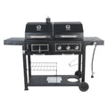 Dual Fuel Gas & Charcoal Combo Grill, Black with Stainless