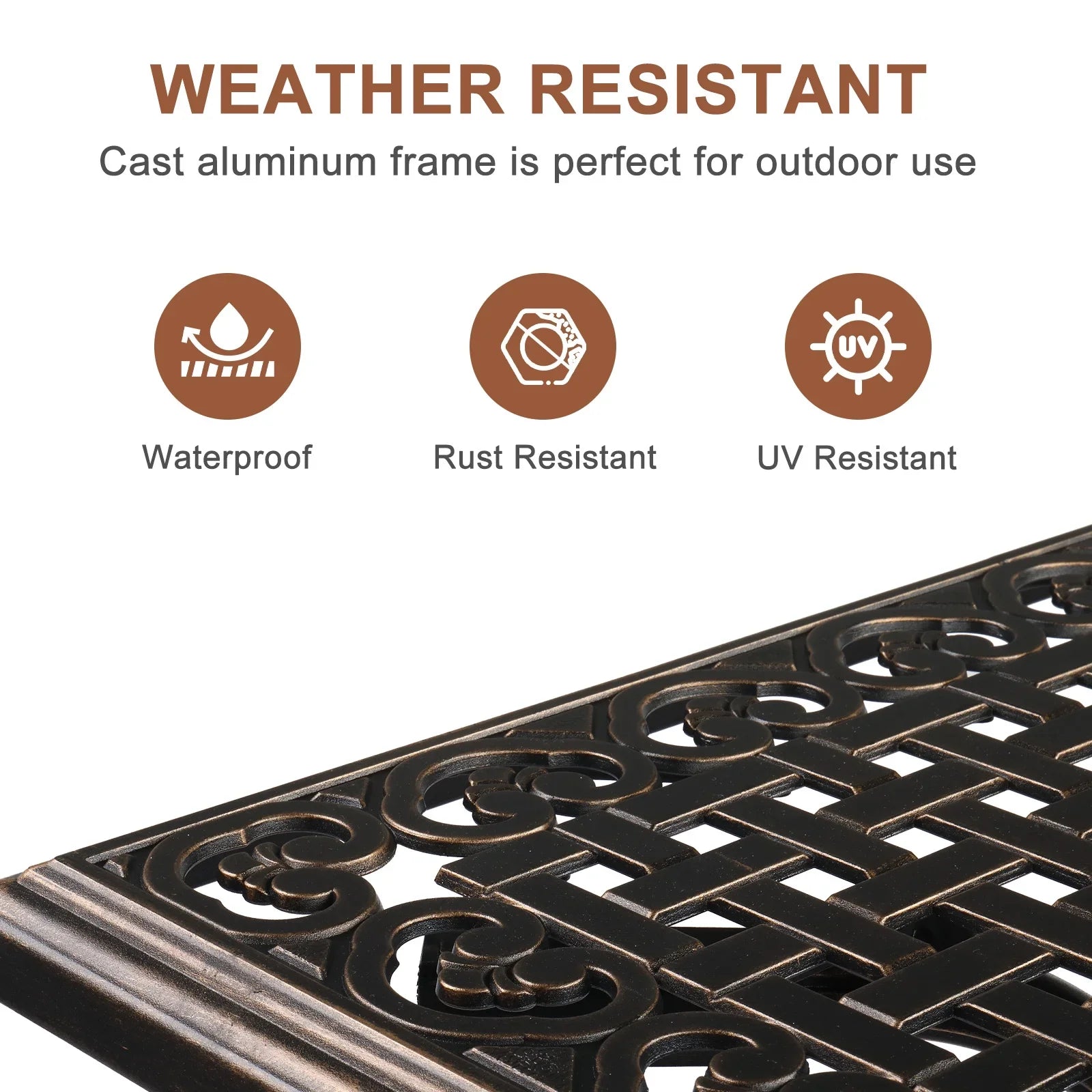 Ktaxon 31.5 Patio Bar Height Table, All-Weather Cast Aluminium Square Bar Bistro Table with 2 Umbrella Hole, Outdoor Tall Table for Porch Balcony Backyard Garden, Antique Bronze