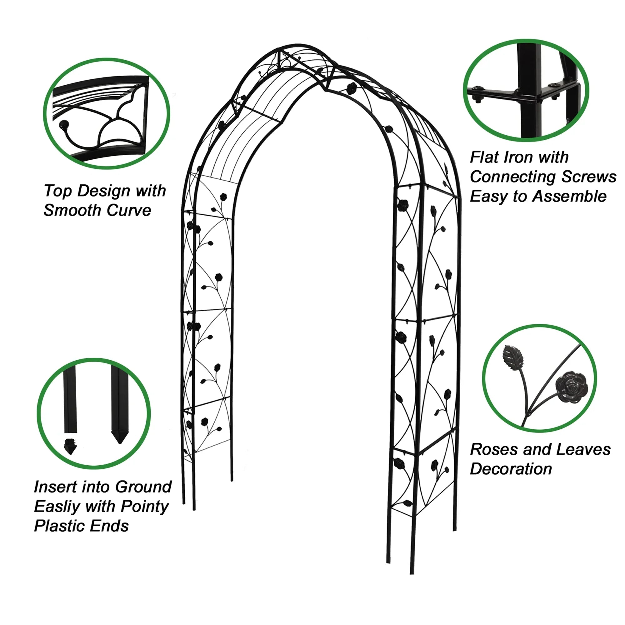 Miniyam 98.4 Metal Garden Arch Trellis, Support 8 Styles Garden Arbor Trellis, Black